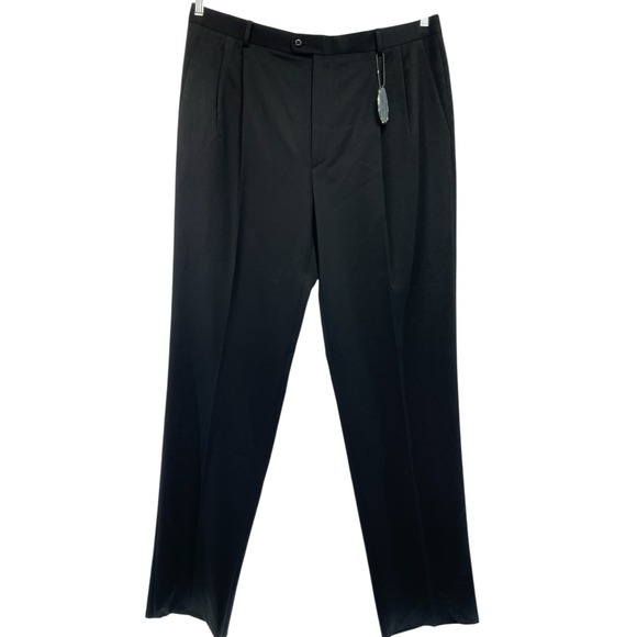 Zanella Dress Pant Black Wool Blend Pleated Sz40x38 Unhemmed Italy (GG19) NWTs